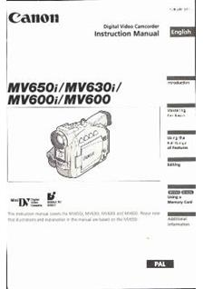 Canon MV 600 manual. Camera Instructions.